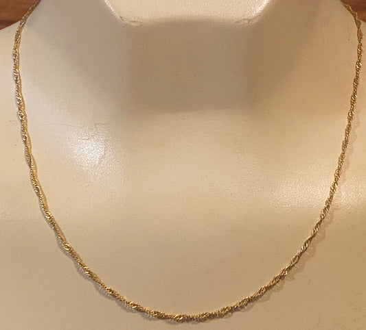 Gold Plate Sterling Silver 925 Rope Twist Chain Necklace 18" Long