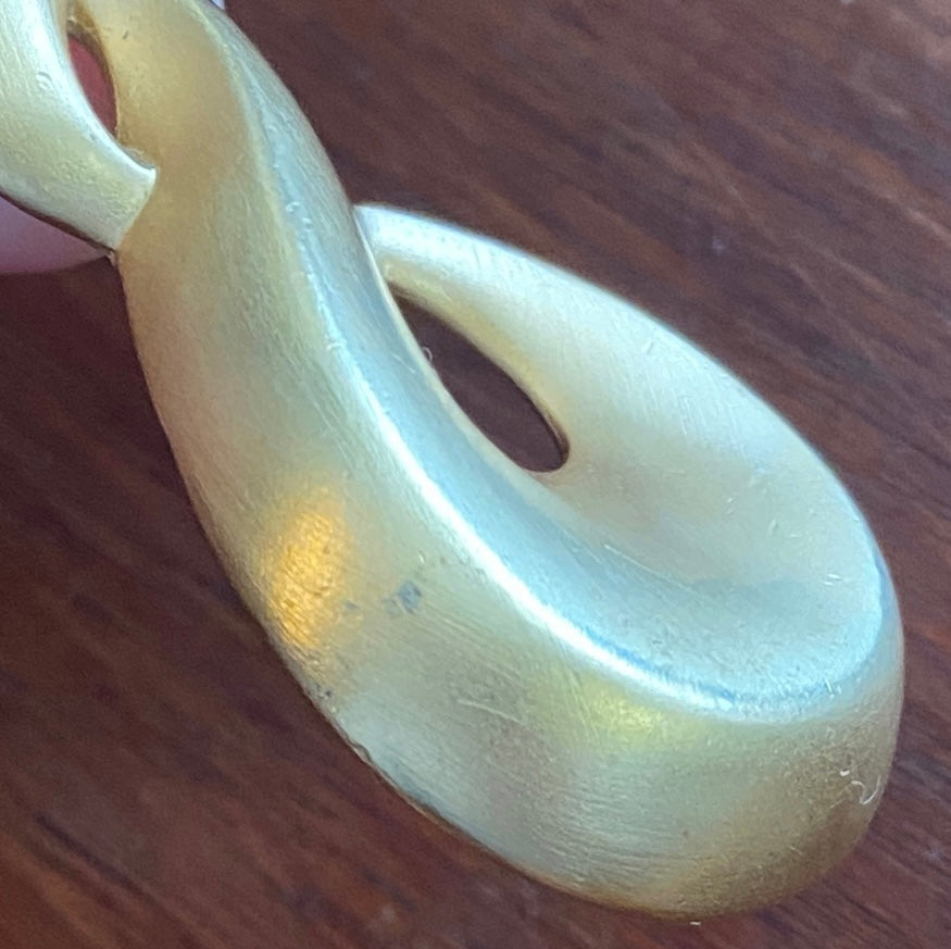 Vintage Matte Brushed Gold Tone Signed MONET Modernist Brooch Pin