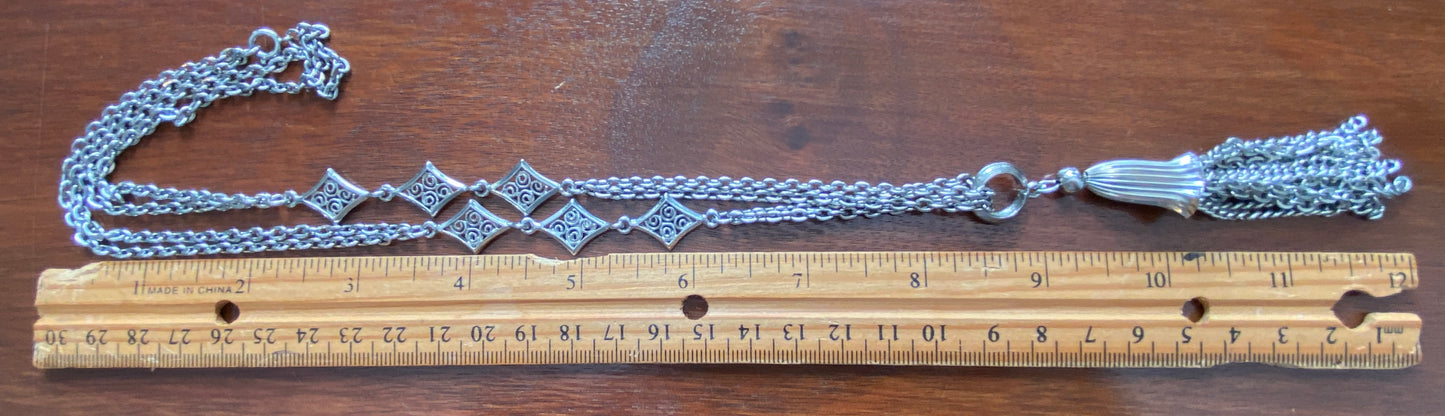Vintage Silvertone Metal Victorian Revival Tassel Necklace