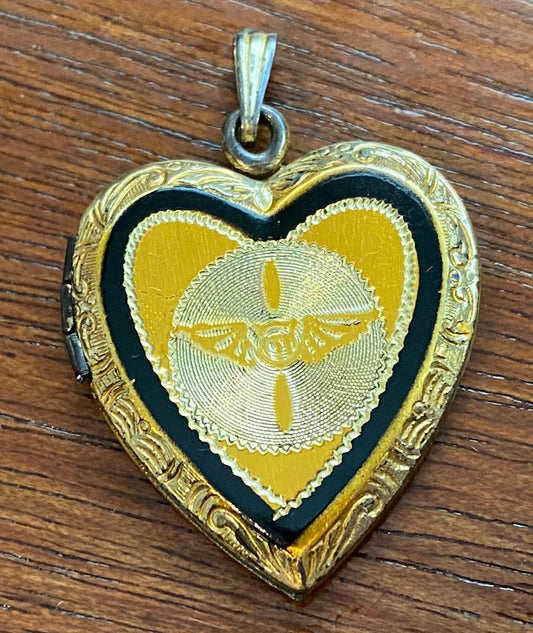 Vintage WWII 2 Army Aircorps Sweetheart Gold over Sterling Silver Locket Pendant