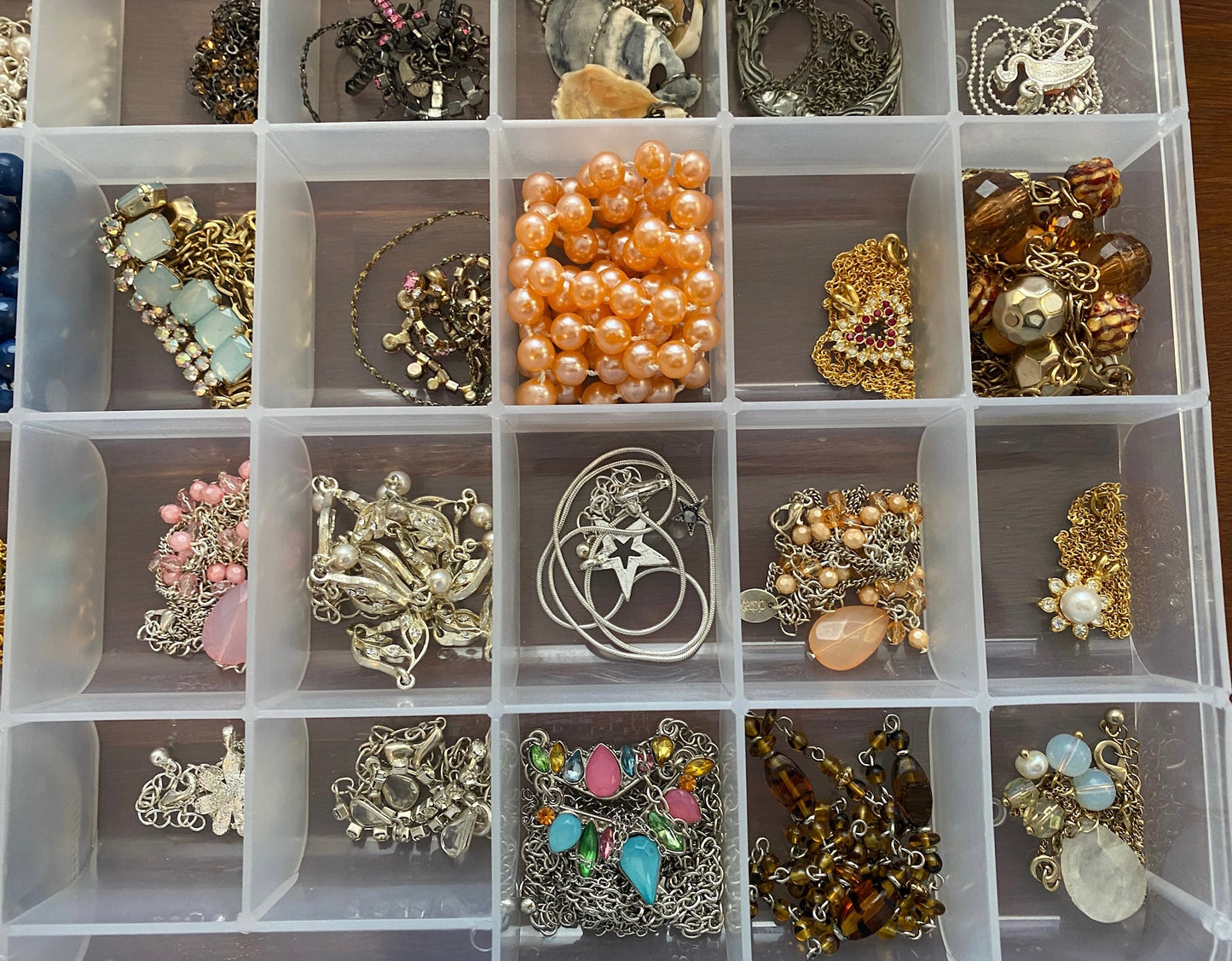 Lot of 48 Necklaces Vintage to Now Bead Pendant Rhinestone Faux Pearl