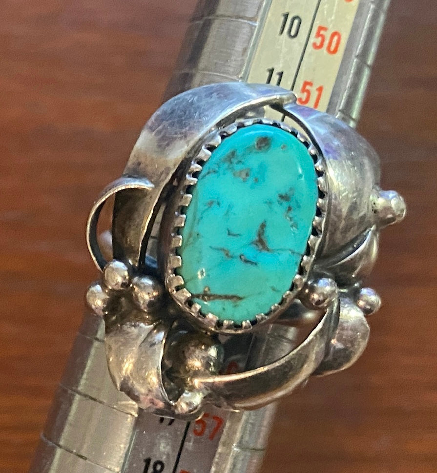 Sterling Silver 925 Turquoise Ring Signed NP Sz 6.75