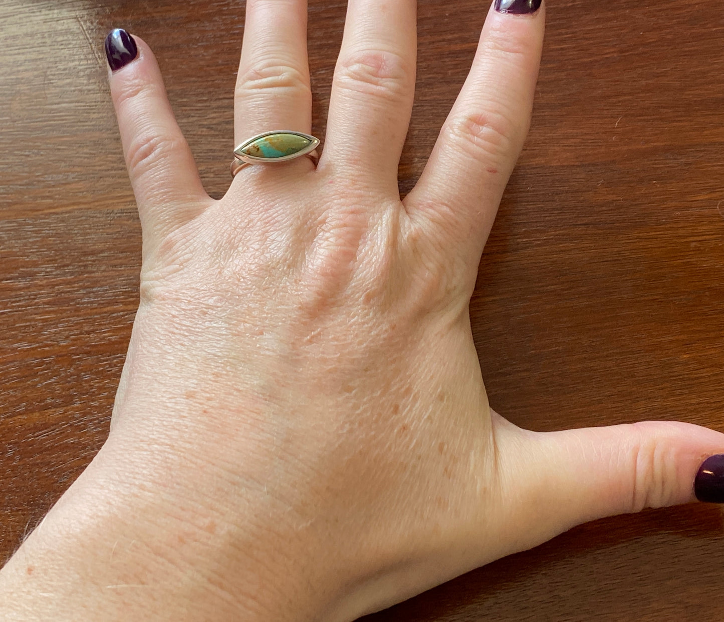 Sterling Silver 925 BARSE Turquoise Stacker Ring Sz 7.75