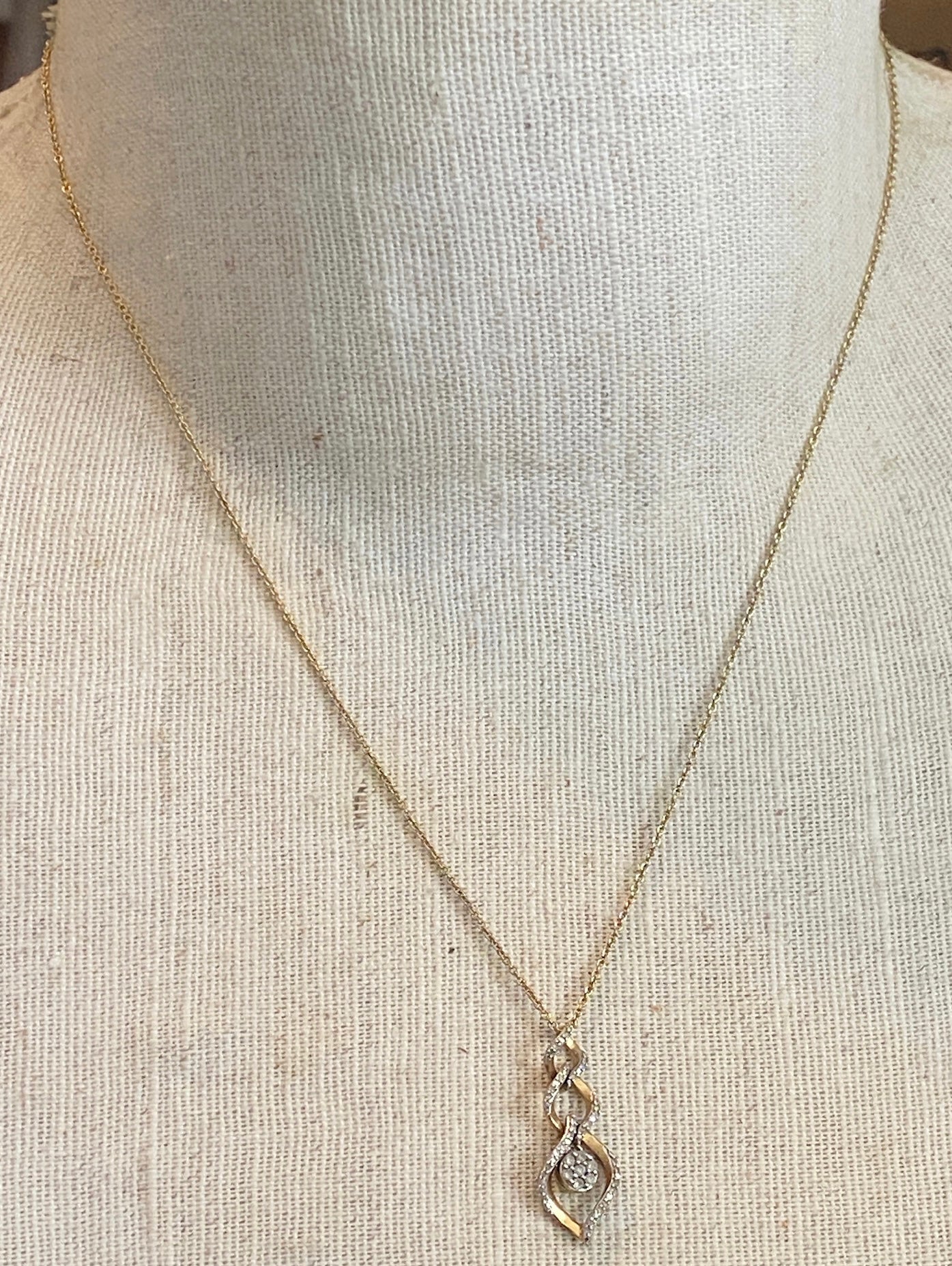 Gold Plate Sterling Silver Diamond Pendant Necklace