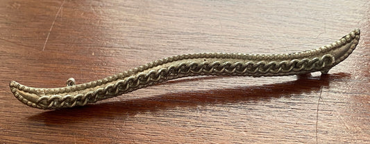 Vintage LARGE 4" Long Silver Tone Metal Bar Brooch Pin Wavy