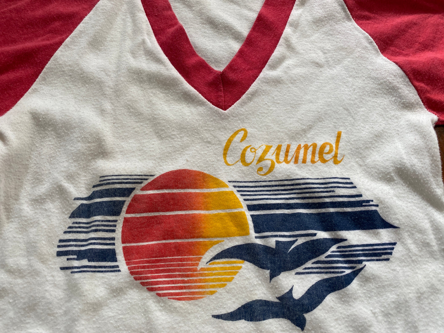 True Vintage 70's 80's Raglan Cozumel T-Shirt V-Neck