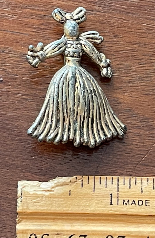 Vintage Metal Lady Figural Brooch Pin