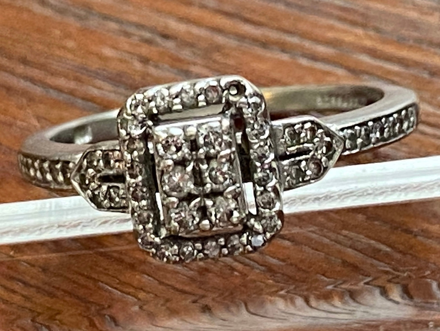 Keepsake 10k White Gold 1/4ct tw Diamond Engagement Ring Sz 6.5 - 6.75 Art Deco