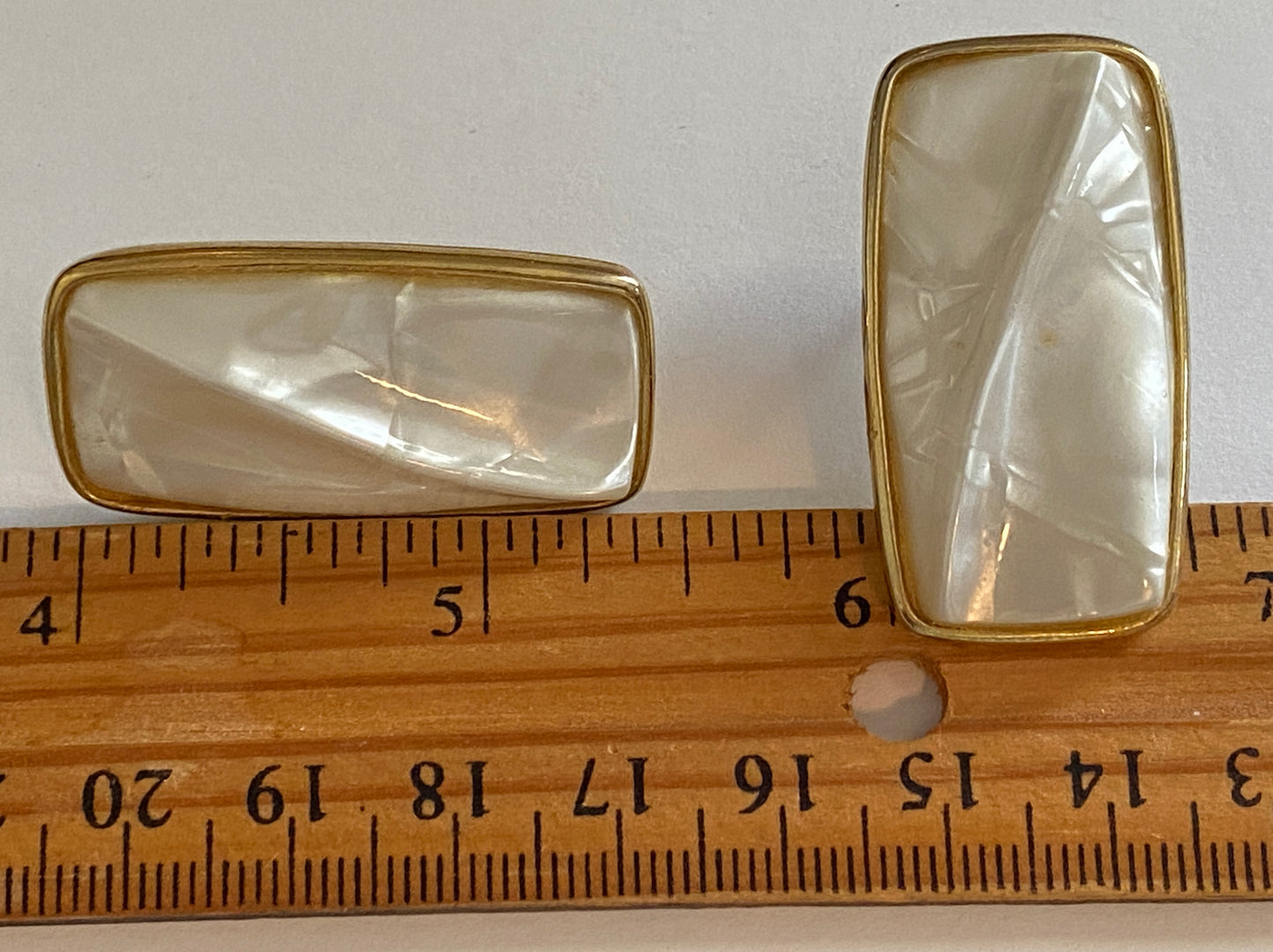 Vintage Faux Pearl Pearlescent Gold Tone Pierced Earrings