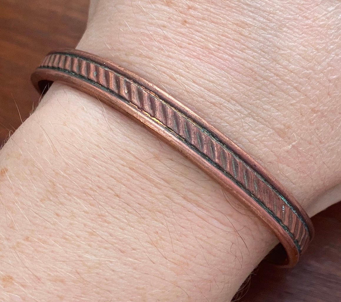Heavy Copper Patterned Cuff Bracelet