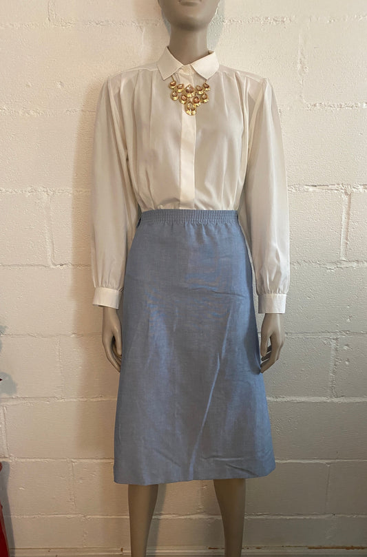 Vintage Alfred Dunner Chambray Secretary Skirt High Waisted Pockets
