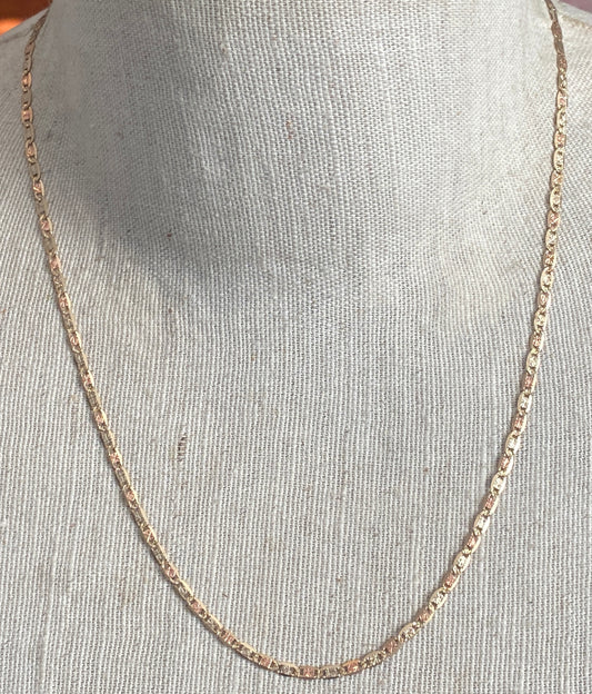 10k Tritone Valentino Link Necklace 3mm Wide x 20" Long