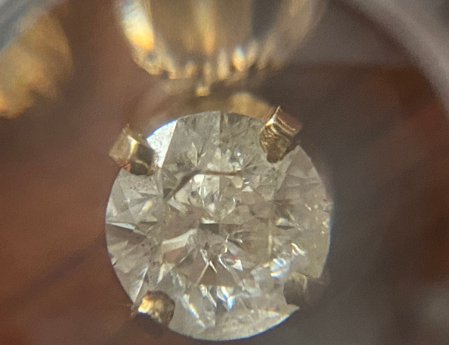 14k Yellow Gold Round 1/2ct Diamond Solitaire Pendant Chain Necklace