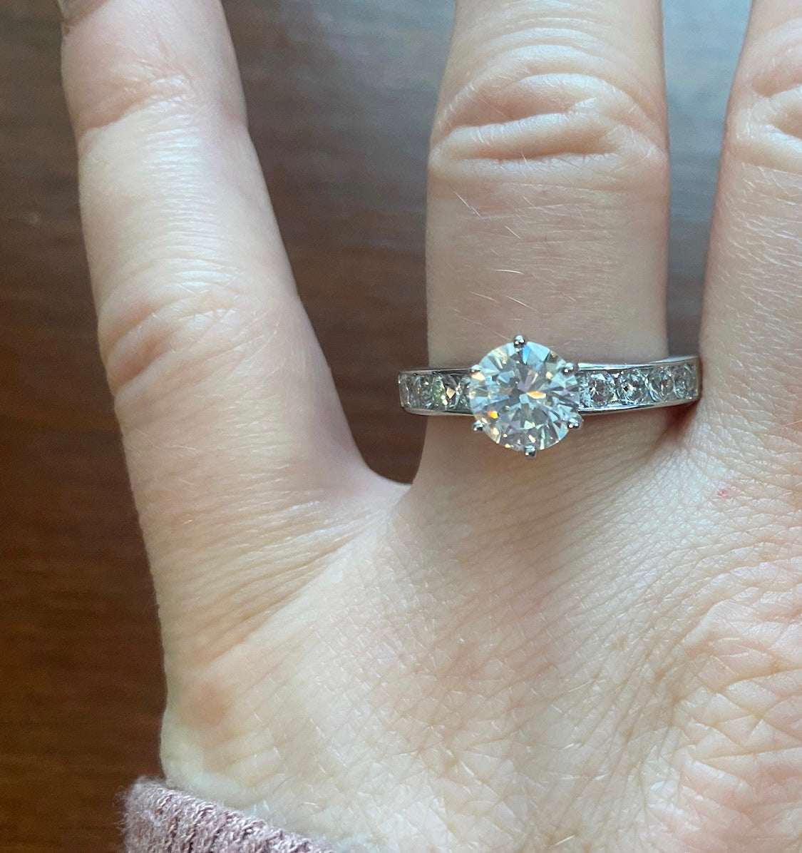 Sterling Silver 925 CZ Channel Set Round Solitaire Engagement Ring
