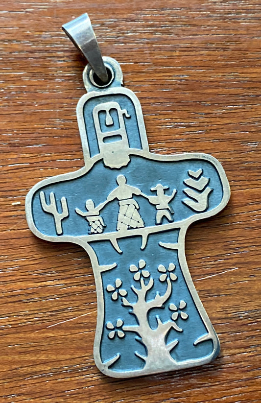 Vintage Sterling Silver 925 TAXCO Large Necklace Pendant Tree of Life