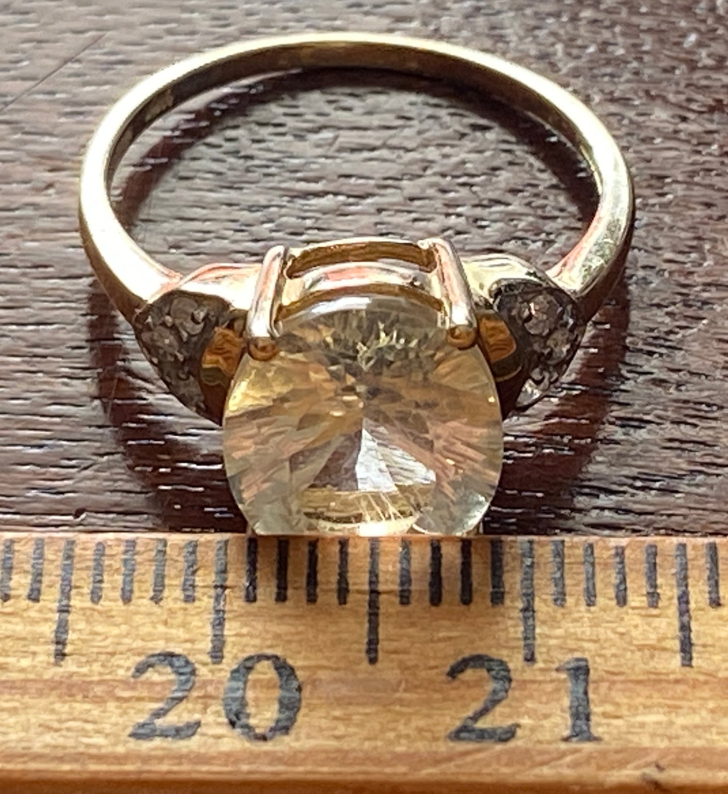 10k Yellow Gold Simulated Tourmaline Diamond Ring Sz 7