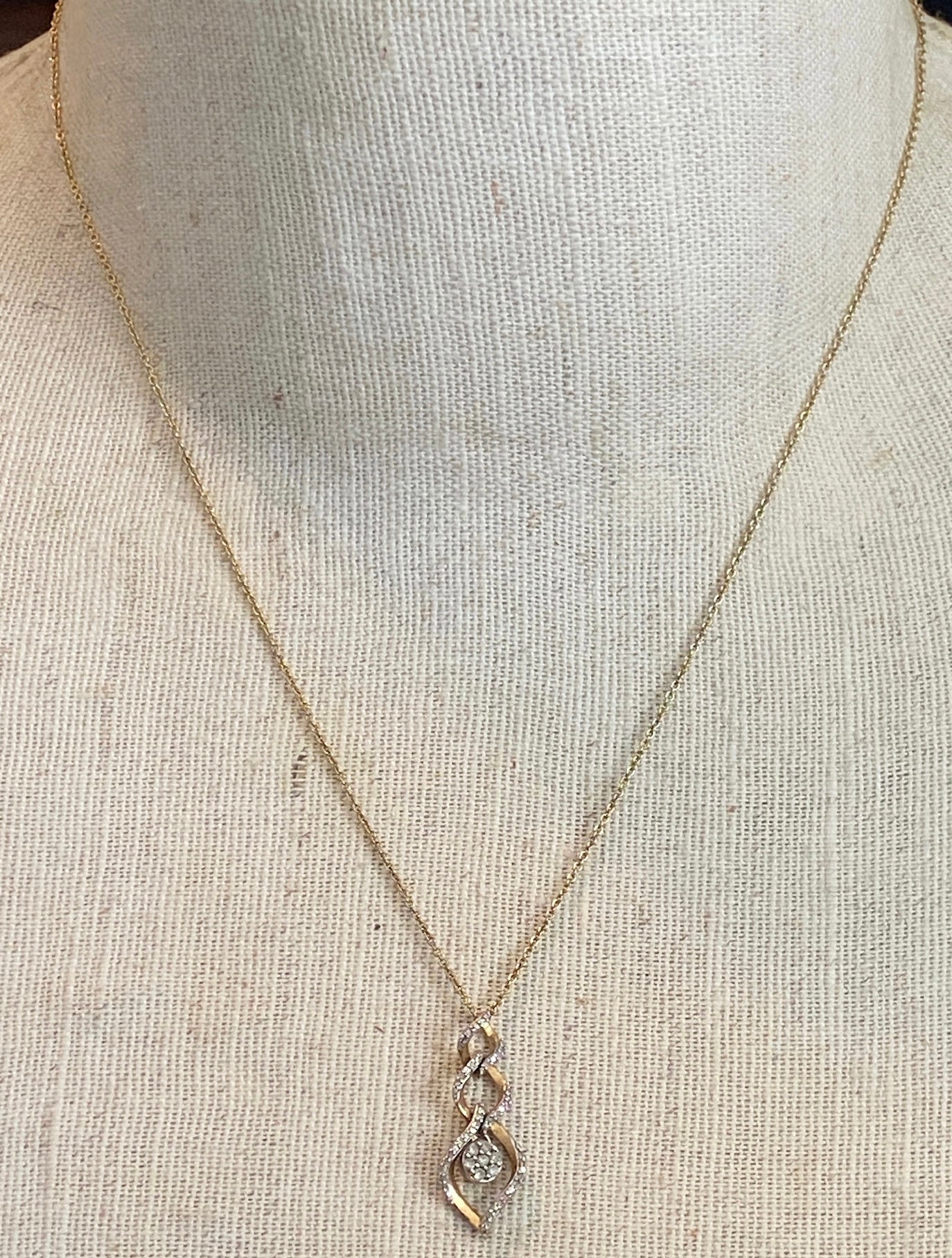 Gold Plate Sterling Silver Diamond Pendant Necklace