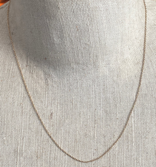 10k Yellow Gold Chain Necklace 19" Long x 1mm Wide Signed RL