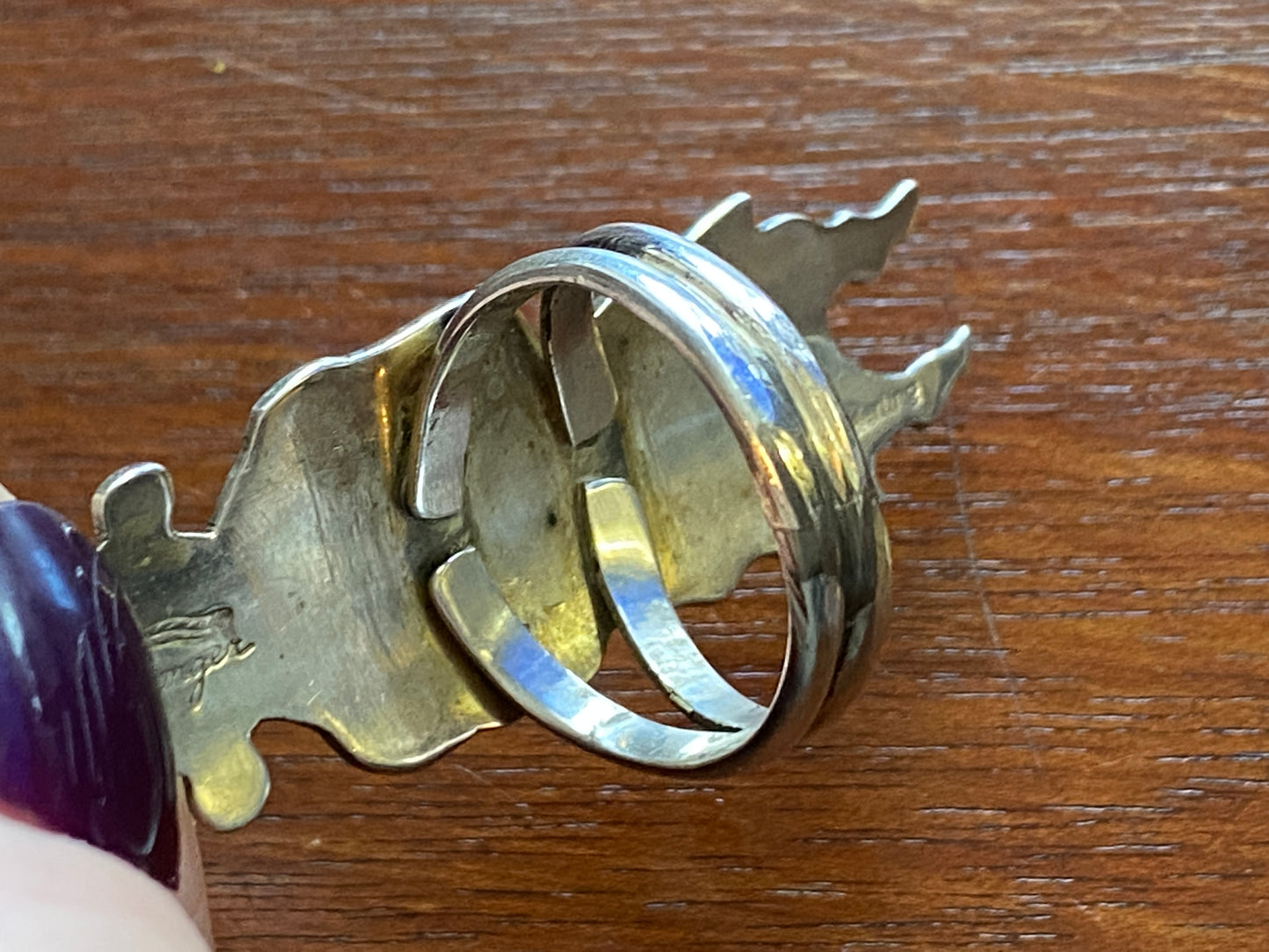 Vintage Signed R Singer Sterling Silver 925 Mudman Figural Ring Sz 9