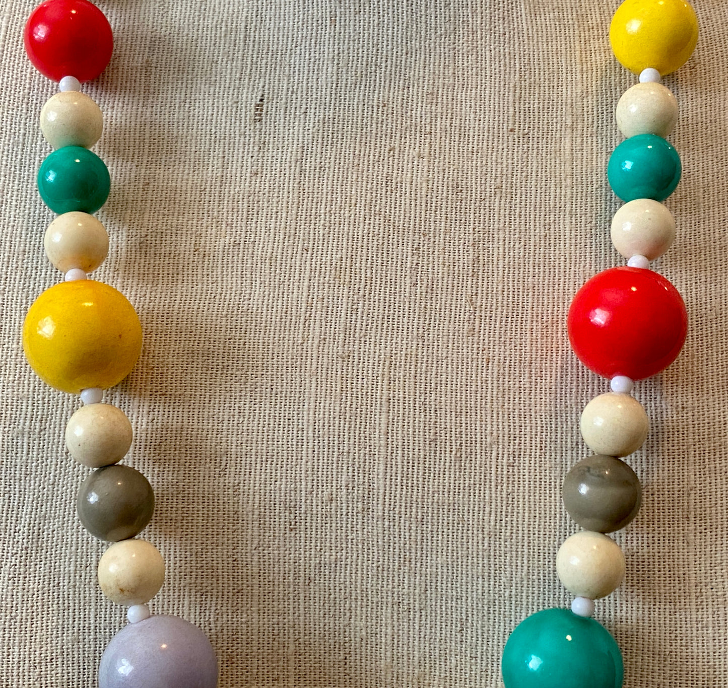 Vintage Chunky Lacquered Wood Bead Strand Necklace