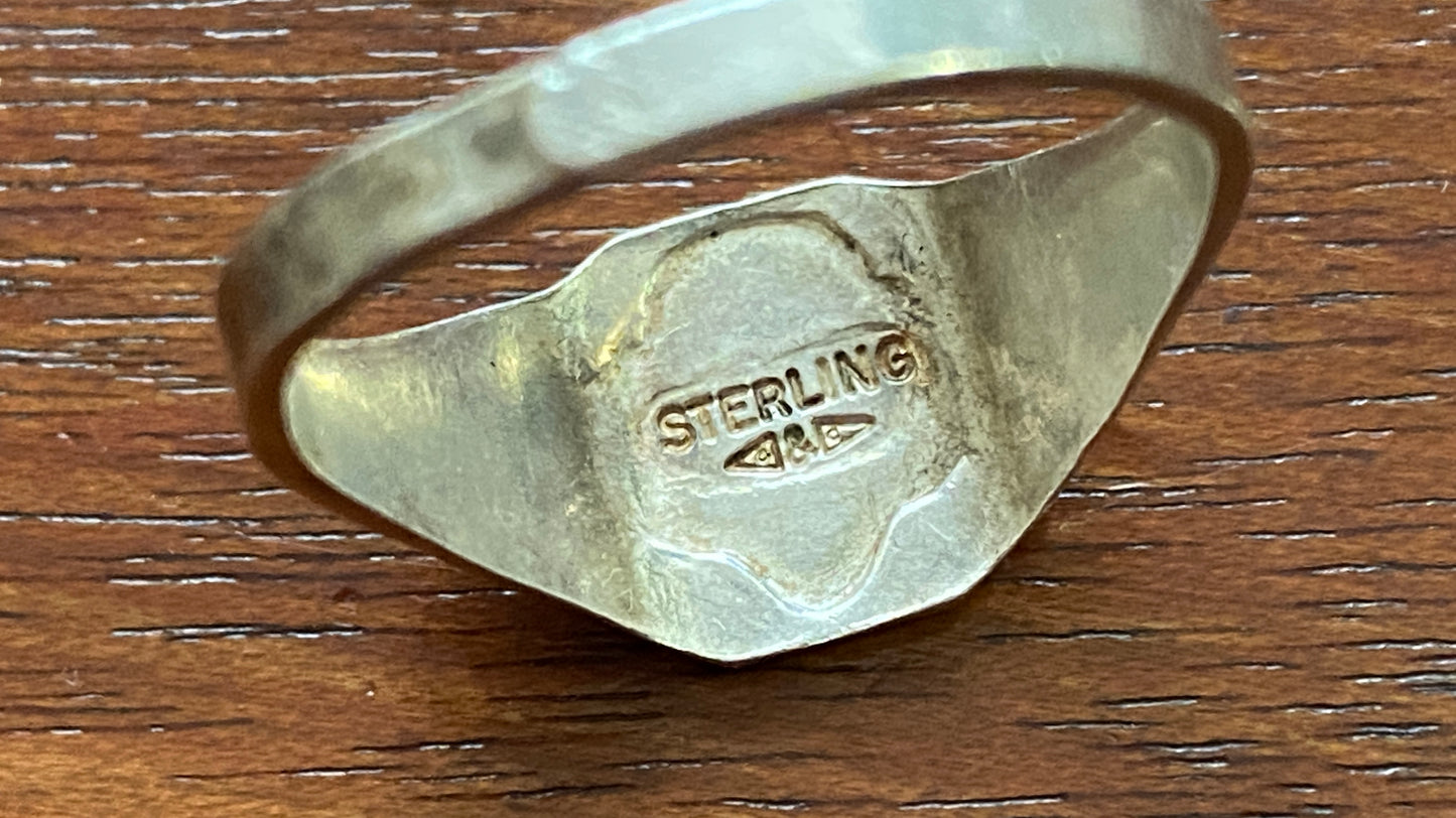 Vintage Sterling Silver Girl Scout Eagle Ring Adjustable Size