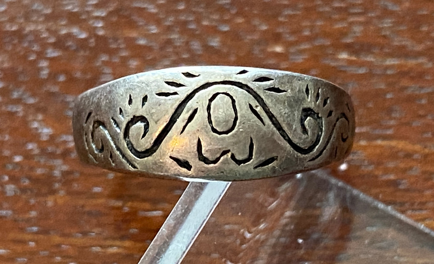 Sterling Silver 925 Engraved Ring Sz 5.25 Adjustable