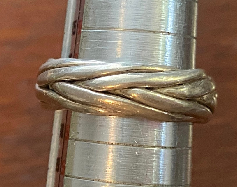 Signed CII Designer Sterling Silver 925 Woven Band Ring Sz 7.75