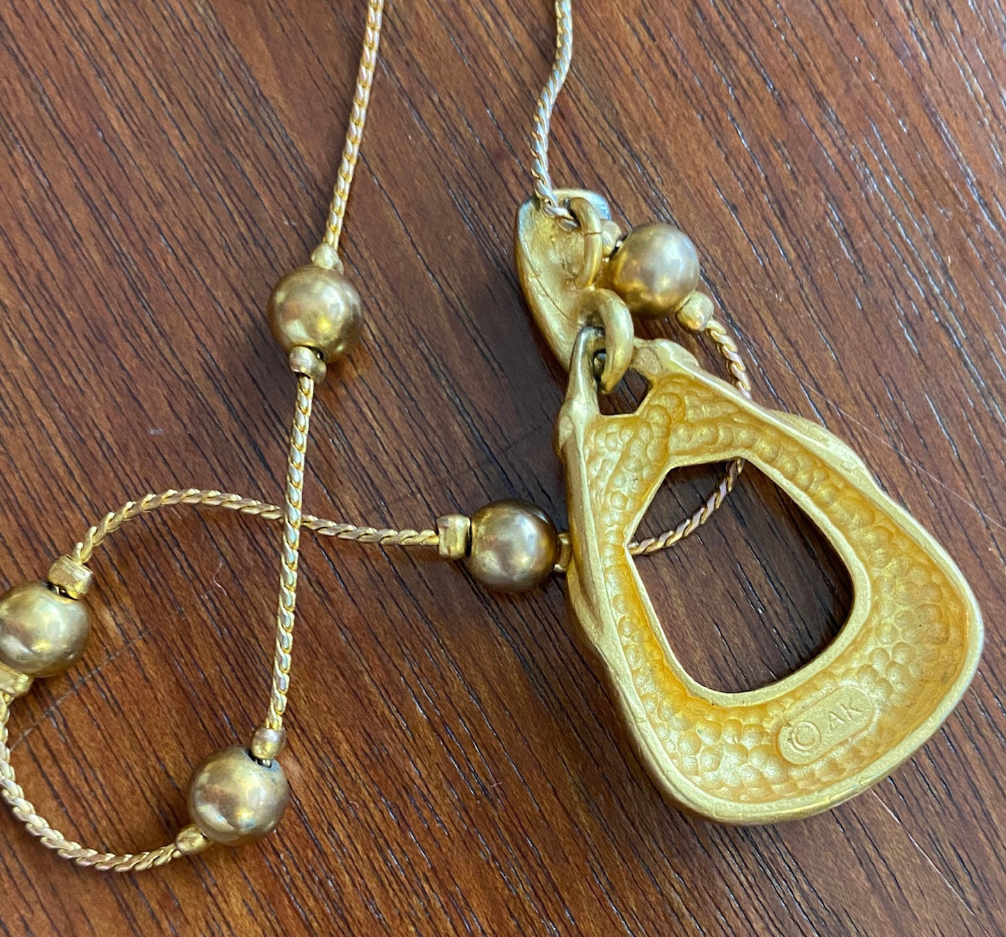 Vintage Anne Klein Gold Tone Ball Bead Pendant Necklace