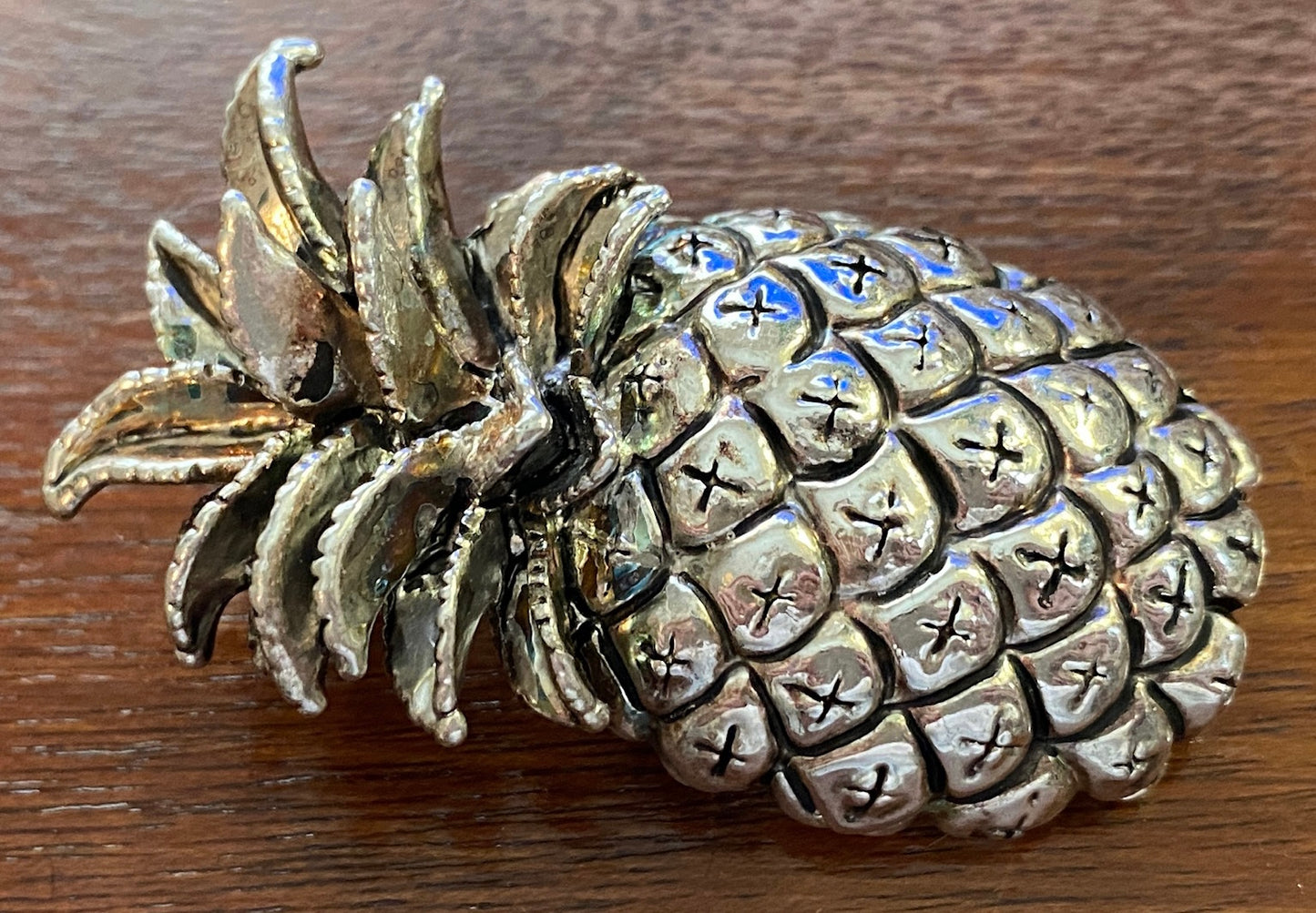 Vintage Silver Heavy Metal Pineapple Brooch Pin Pendant