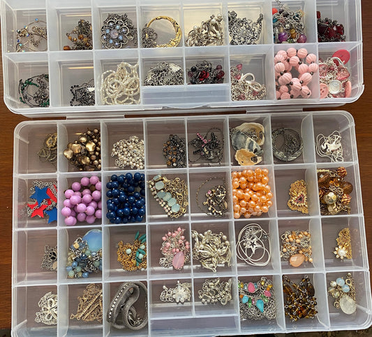 Lot of 48 Necklaces Vintage to Now Bead Pendant Rhinestone Faux Pearl