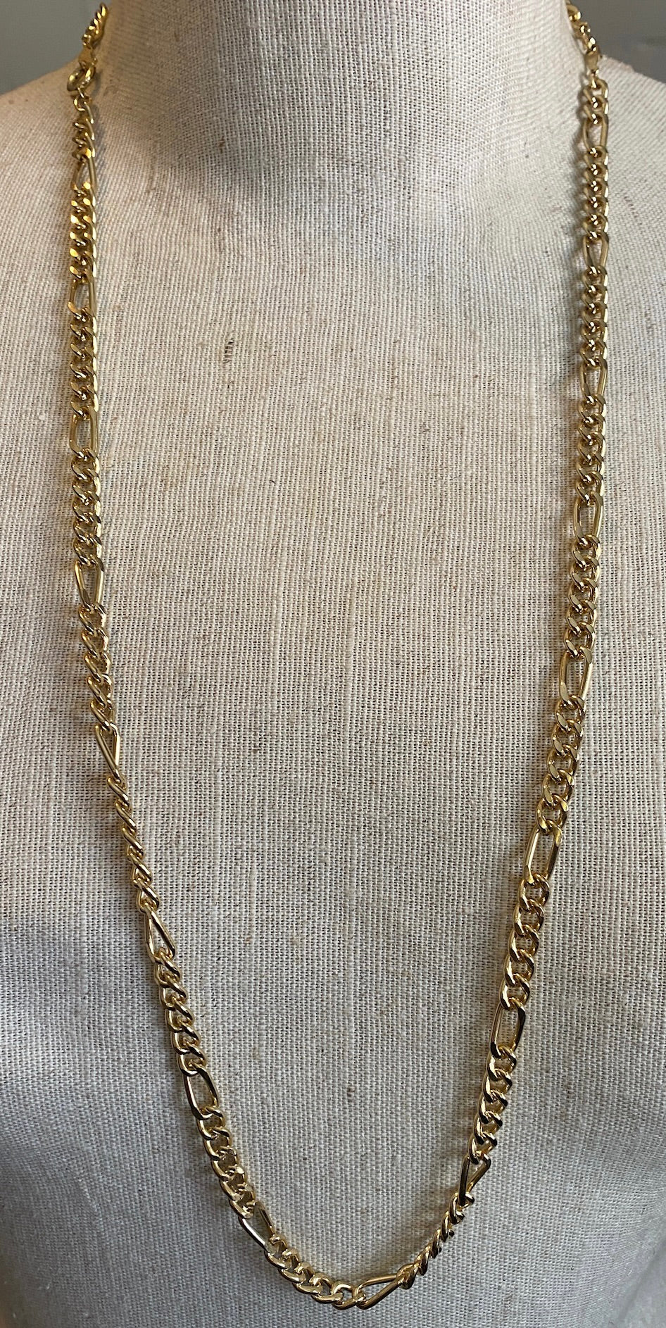 Gold Tone Large Chain Necklace Bracelet Set