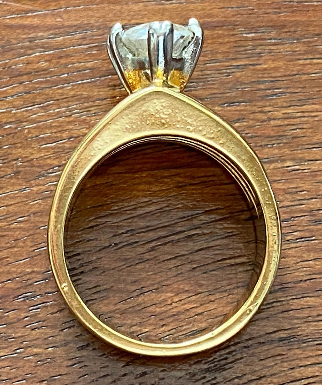 14k HGE Marquise CZ Solitaire Cocktail Ring Sz 6.5