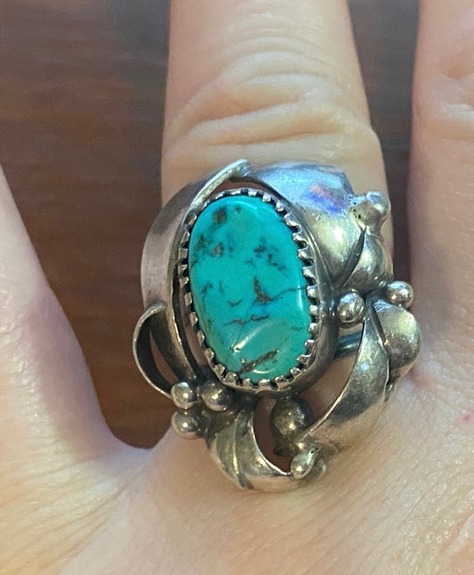 Sterling Silver 925 Turquoise Ring Signed NP Sz 6.75