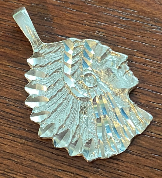 Silver Tone Metal Indian Head Chief Necklace Pendant
