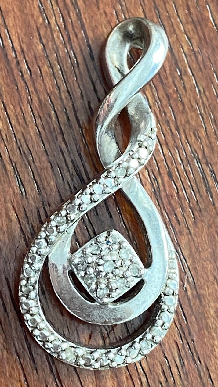 Sterling Silver 925 1/10ctw Diamond Necklace Pendant Signed Sun