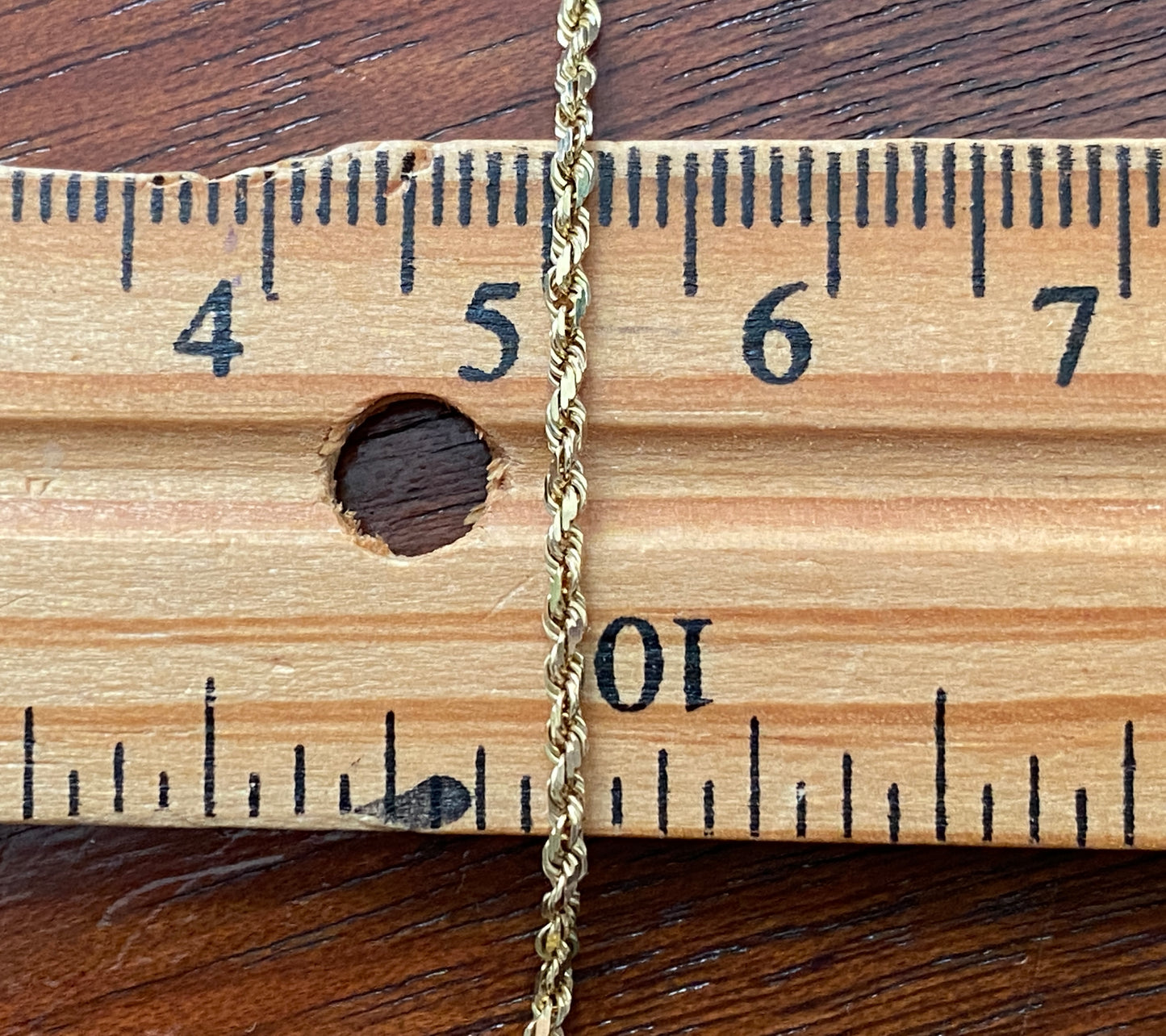10k Yellow Gold Twist Rope Chain Necklace 16" Long x 1.5mm Wide Signed OR