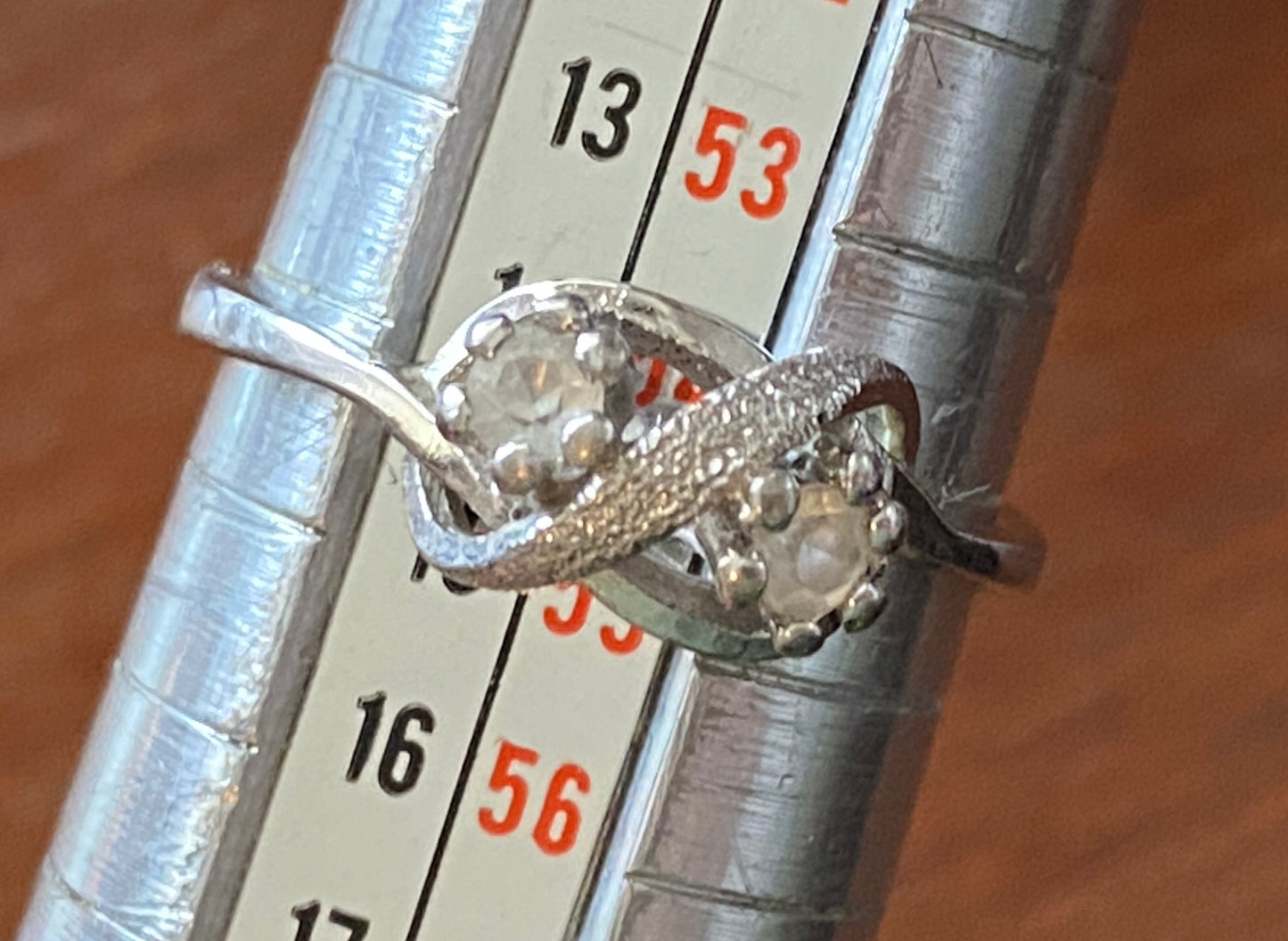 Vintage Sterling Silver Rhinestone Wrap Ring Sz 7