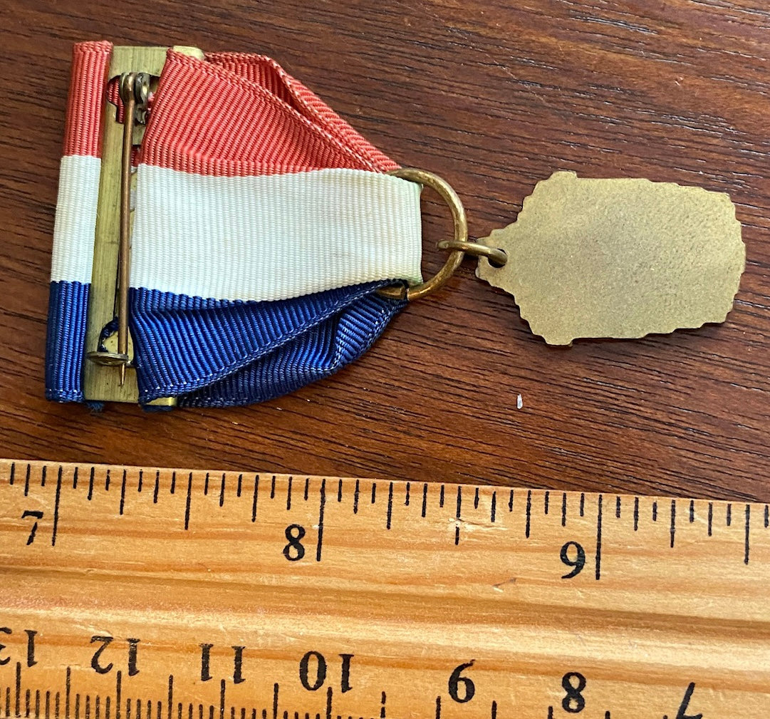 Vintage Music School Medal Lyre Ribbon Brooch Pin