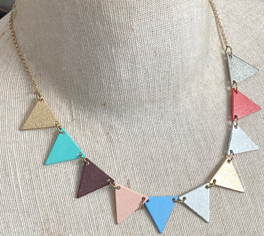 Plunder Bunting Pastel Gold Tone Collar Necklace
