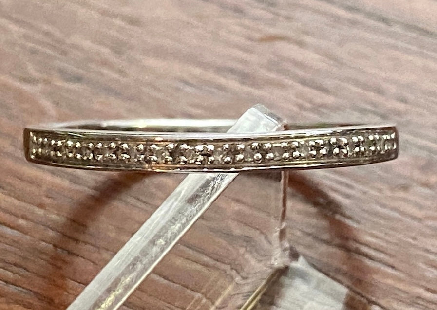 Sterling Silver 925 Half Eternity Diamond Ring Band Sz 9 Signed JWBR