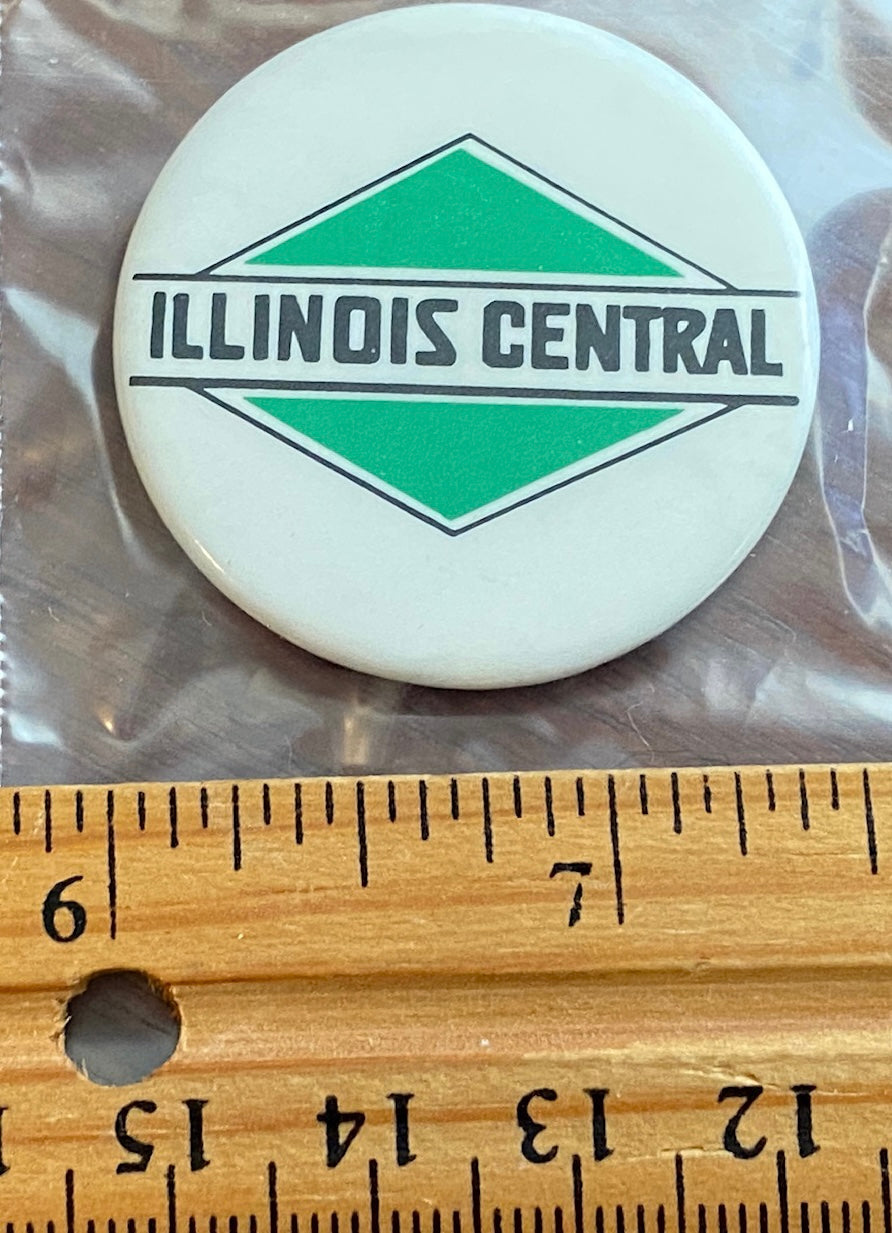 Vintage ILLINOIS CENTRAL Railroad Advertising Badge Button Pin Pinback
