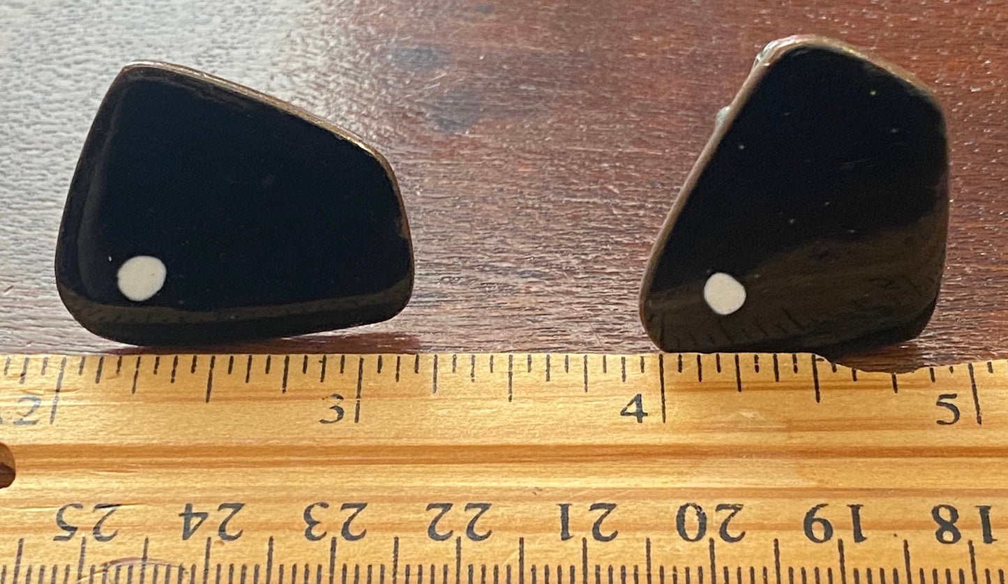 Vintage MCM Copper Enamel Black White LARGE Statement Cufflinks