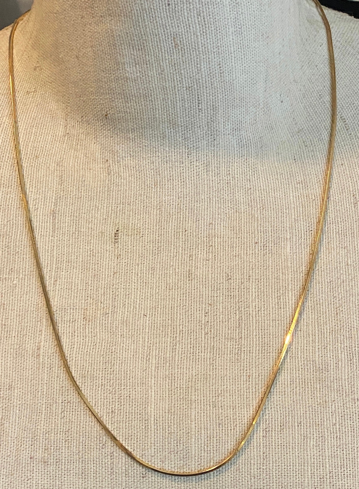 Gold Plate Sterling Silver 925 Snake Chain 23" Long Necklace