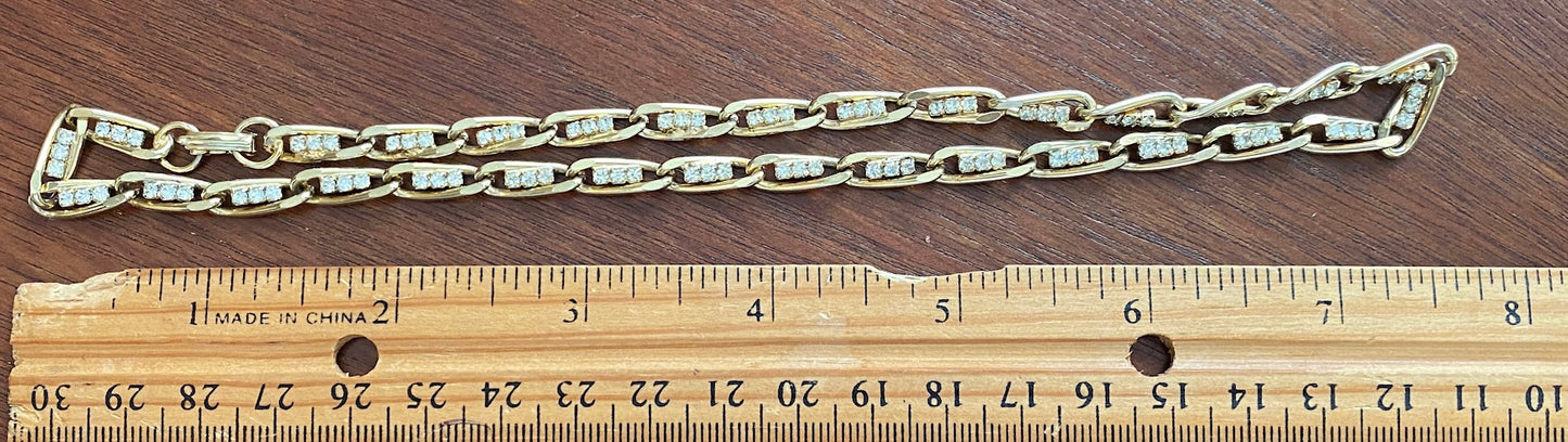Vintage Gold Tone Metal Rhinestone Collar Necklace