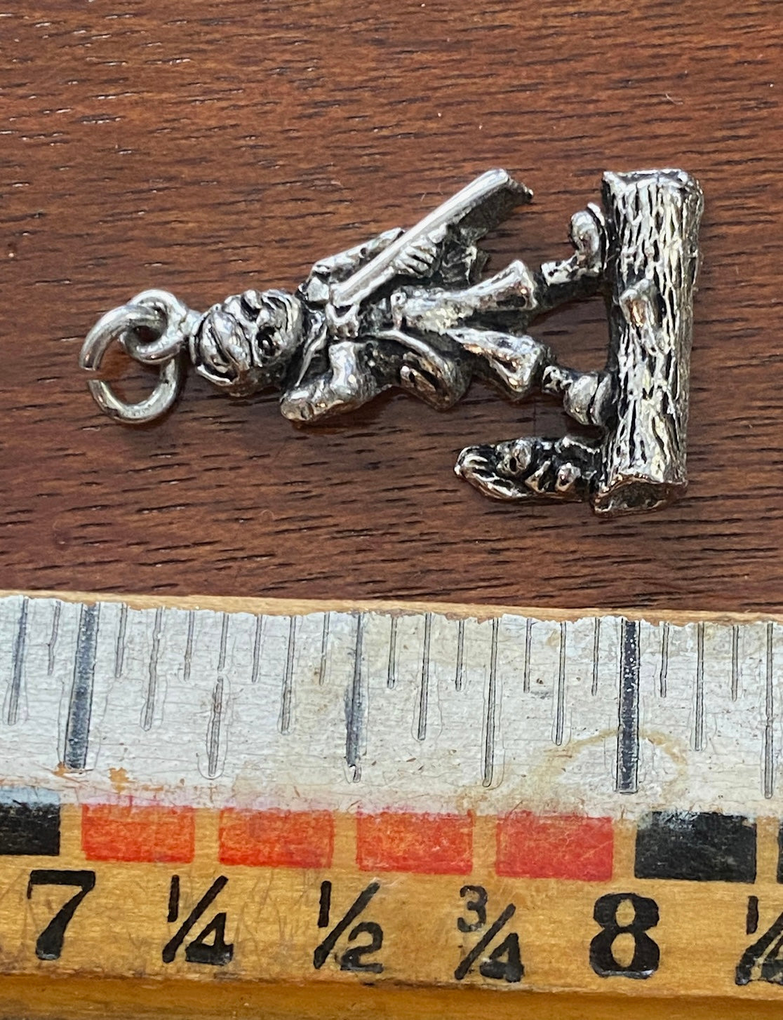 Silver Tone Charm Boy with Rifle and Squirrel