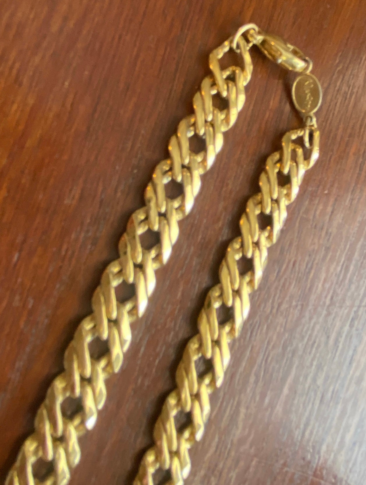 Vintage Signed Napier Fancy Gold Tone Chain Link Metal Necklace