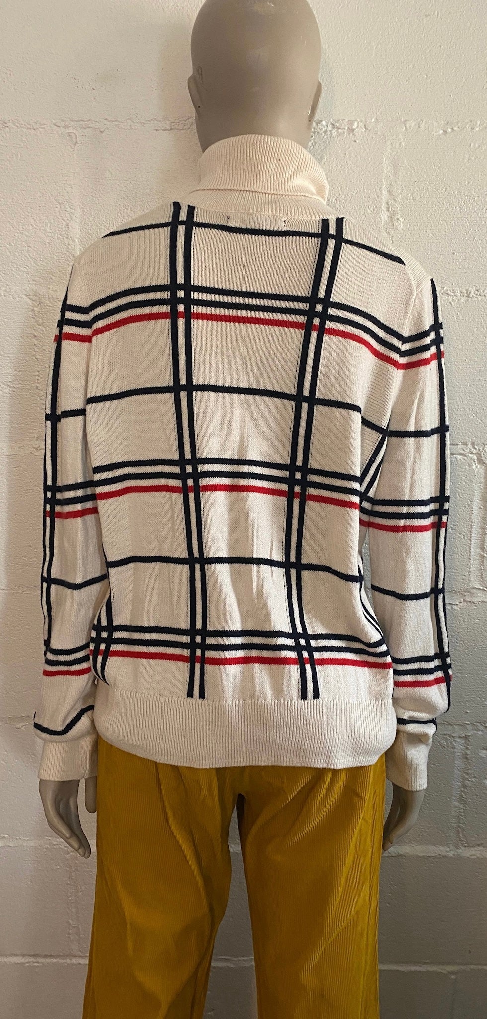 Banana Republic Turtleneck Sweater Pullover Black Red White Striped