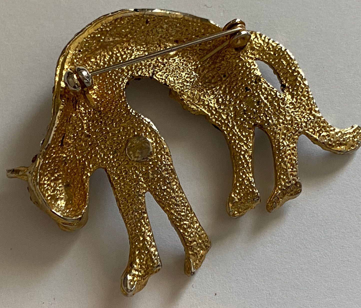 Vintage Rhinestone Enamel Cheetah Cat Brooch Pin