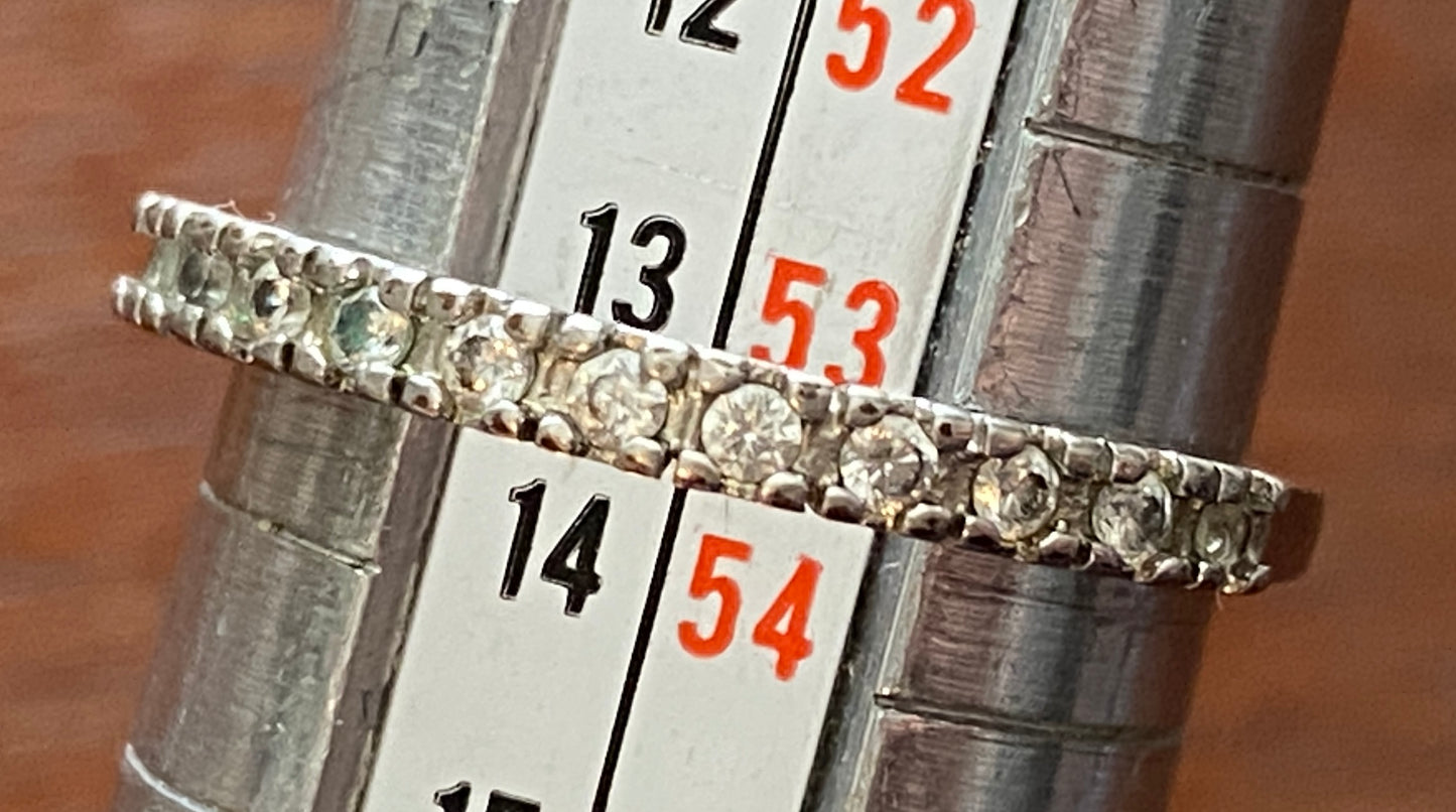Sterling Silver 925 CZ Wedding Band Ring Sz 6.5