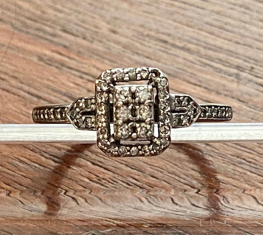Keepsake 10k White Gold 1/4ct tw Diamond Engagement Ring Sz 6.5 - 6.75 Art Deco